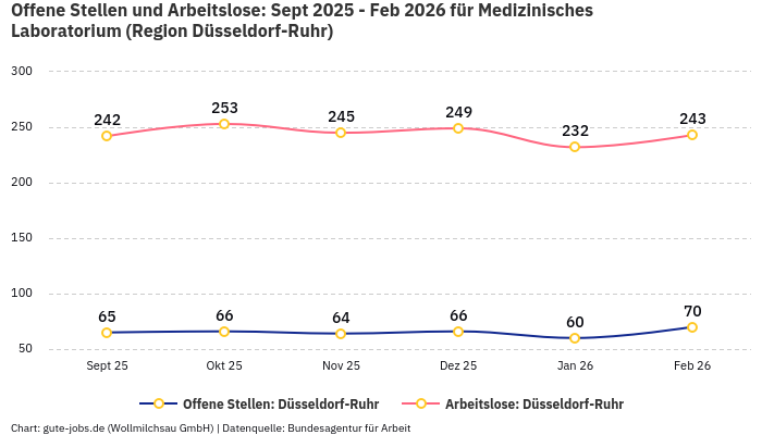 Offene Stellen und Arbeitslose: Sept 2025 - Feb 2026 | Für Medizinisches Laboratorium | Region Düsseldorf-Ruhr